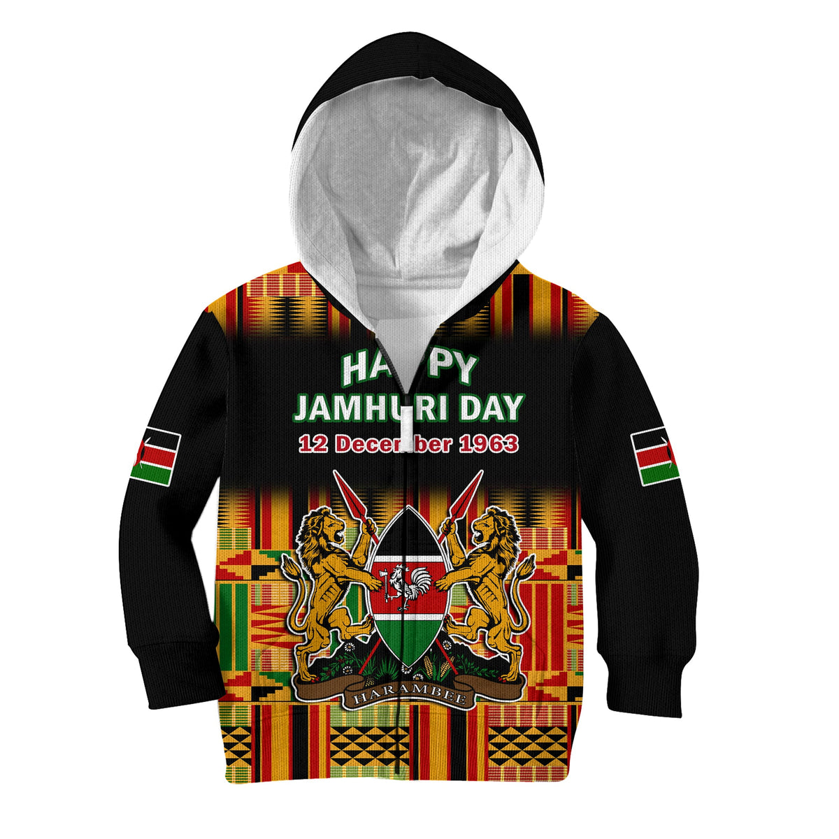 (Custom Personalised) Kenya Hoodie KID Happy Jamhuri Day Kenyan Pattern - Wonder Print Shop