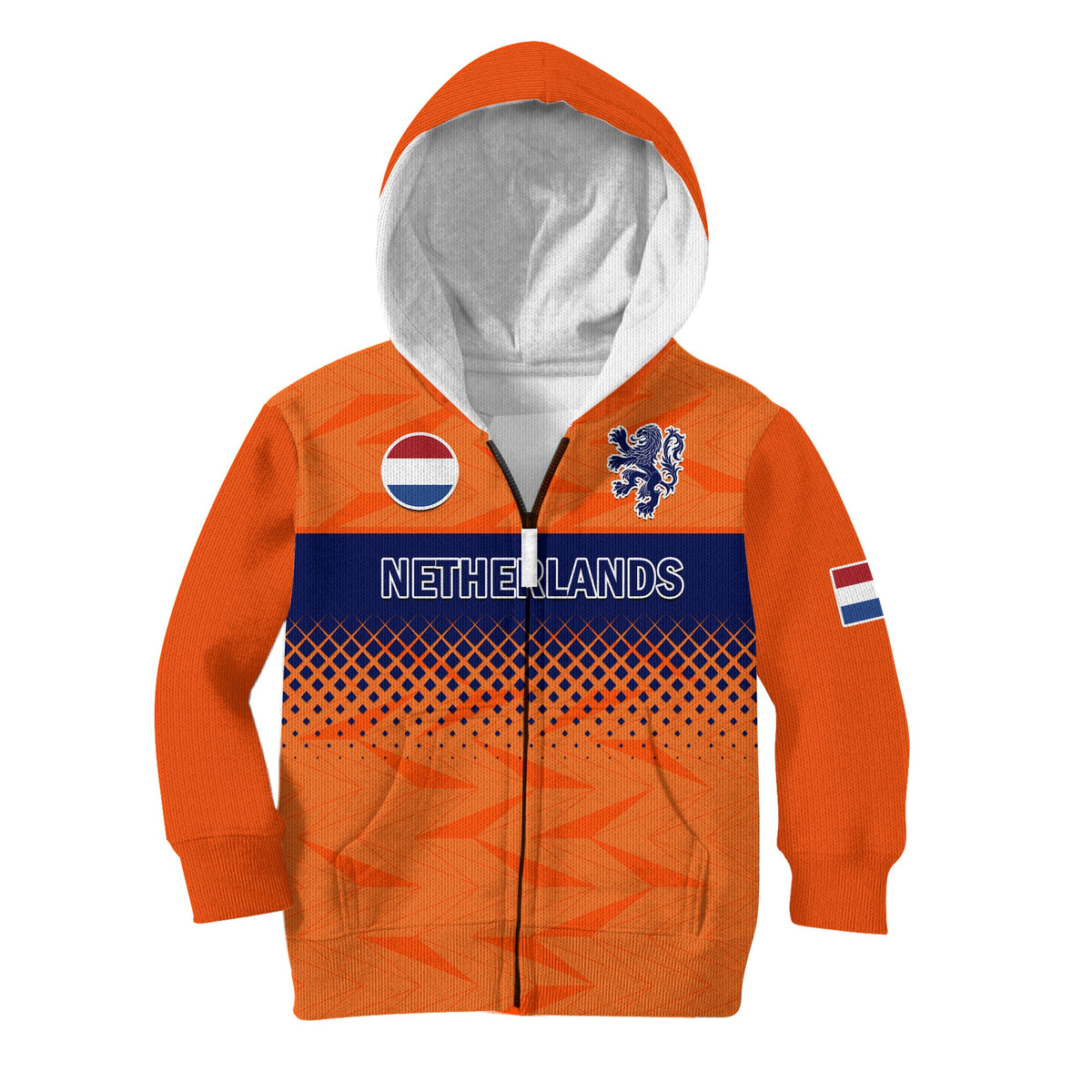 (Custom Text And Number) Netherlands Football Hoodie KID Holland World Cup 2022 - Wonder Print Shop