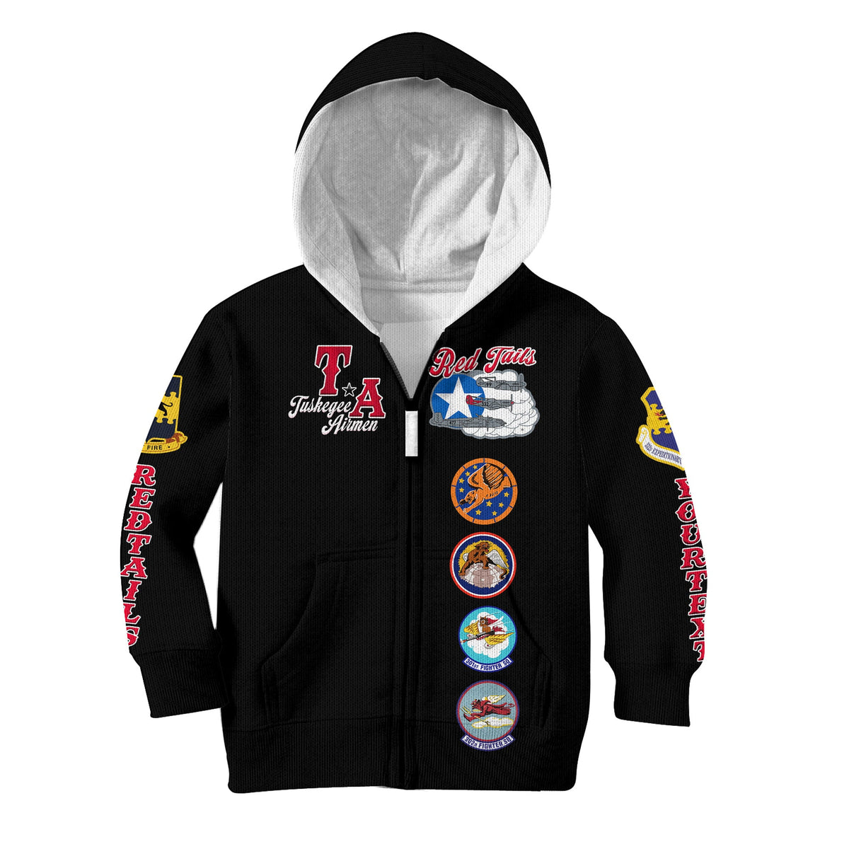 (Custom Personalised) Tuskegee Airmen Hoodie KID Red Tail Angels American Heros - Wonder Print Shop