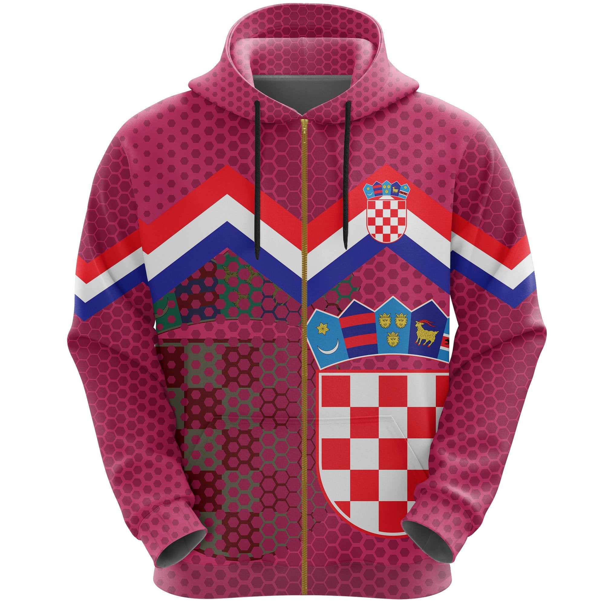 croatia-coat-of-arms-zip-hoodie-pink