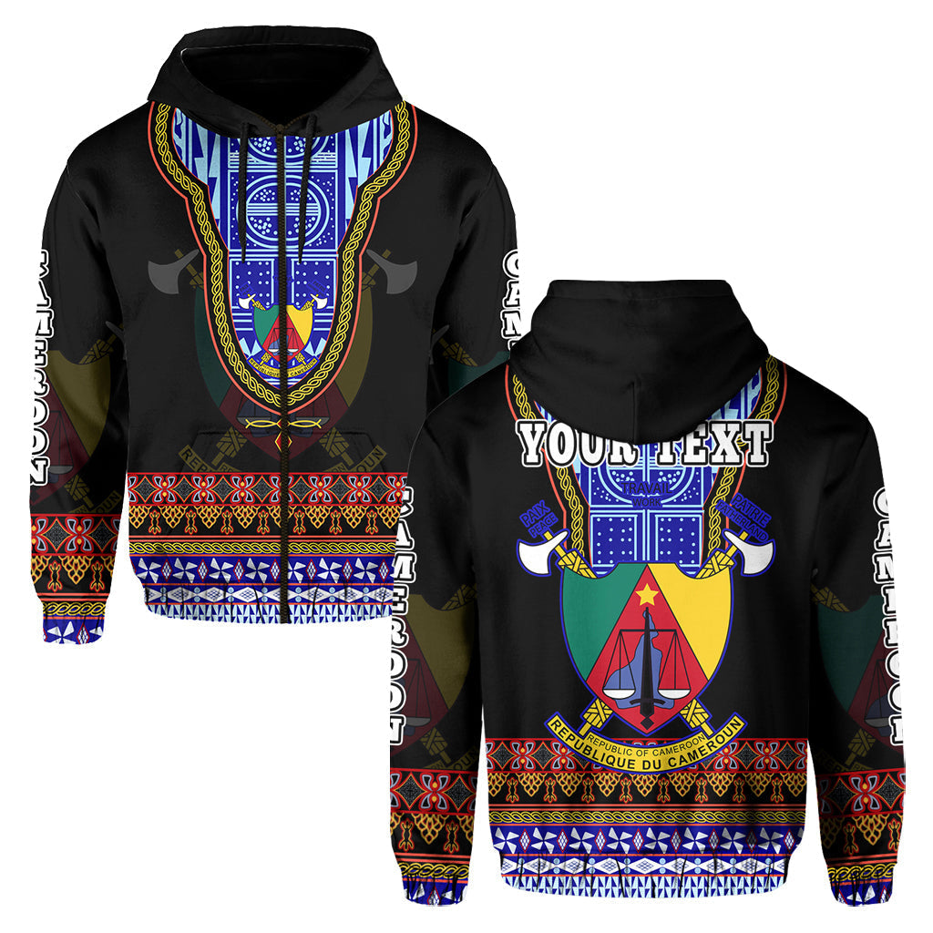 Custom Cameroon Hoodie Atoghu Pattern Black Style - Wonder Print Shop