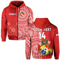 Custom Text And Number Tonga Hoodie Tongan Coat Of Arms Ngatu Pattern - Wonder Print Shop