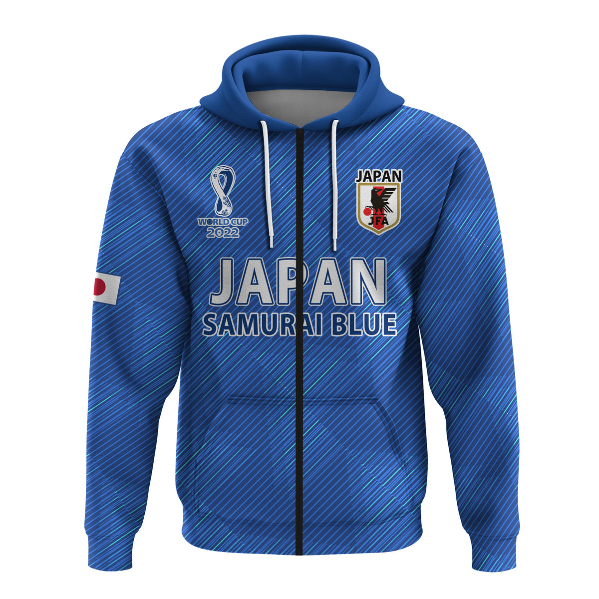 Custom Japan Football Hoodie Samurai Blue Champions 2022 World Cup LT13 - Wonder Print Shop