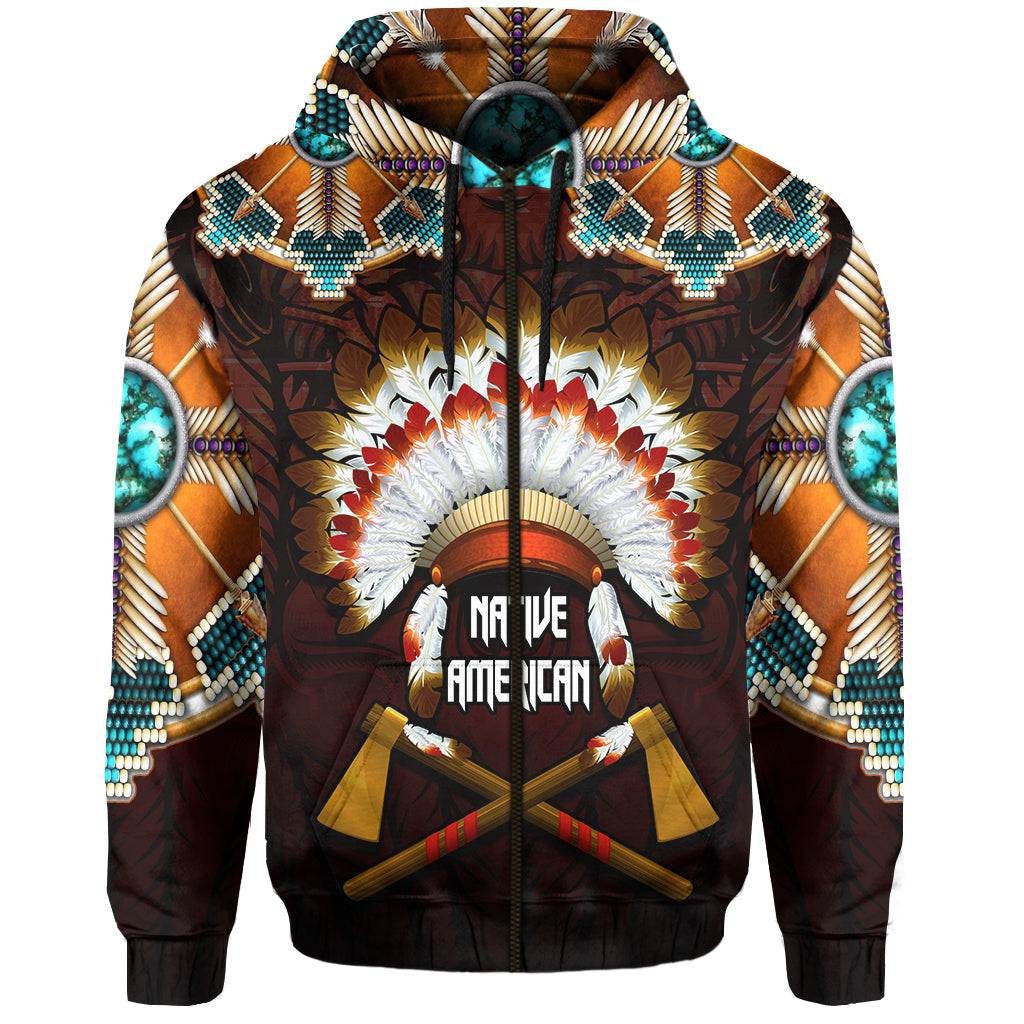 The First Americans Hoodie Indian Headdress With Skull LT13 - Wonder Print Shop