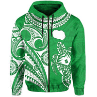 Rarotonga Cook Islands Hoodie Turtle and Map Style Green LT13 - Wonder Print Shop