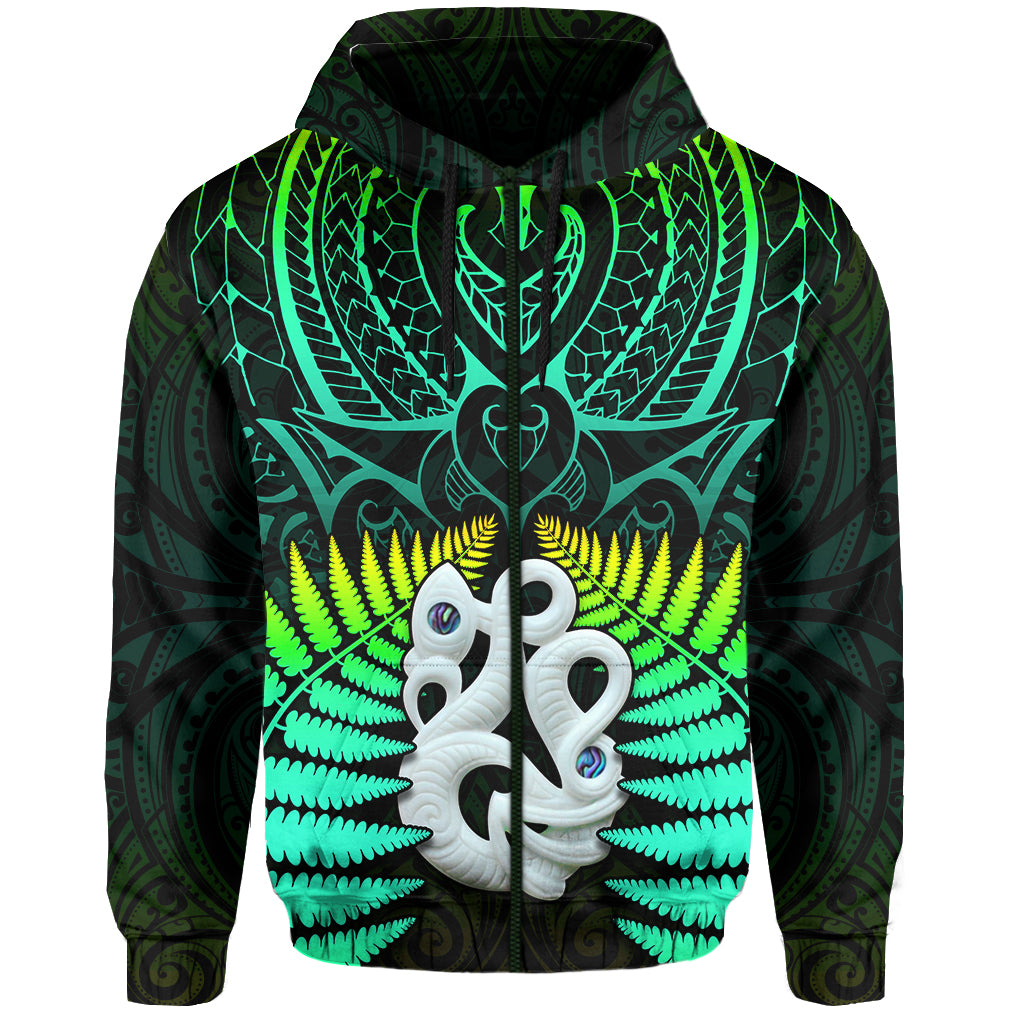 Custom Aotearoa Fern Hoodie New Zealand Hei Tiki Green Style LT13 - Wonder Print Shop