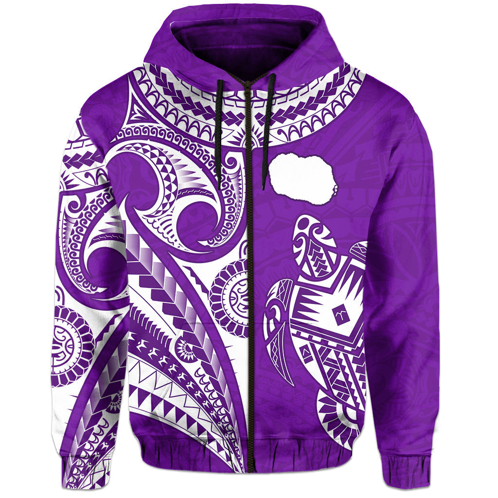 Custom Rarotonga Cook Islands Hoodie Turtle and Map Style Purple LT13 - Wonder Print Shop