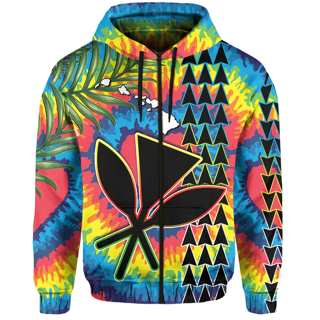 Custom Hawaii Rainbow Tie Dye Hoodie Flowers Polynesian Hawaiian Tribal LT13 - Wonder Print Shop