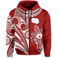 Custom Rarotonga Cook Islands Hoodie Turtle and Map Style Red LT13 - Wonder Print Shop
