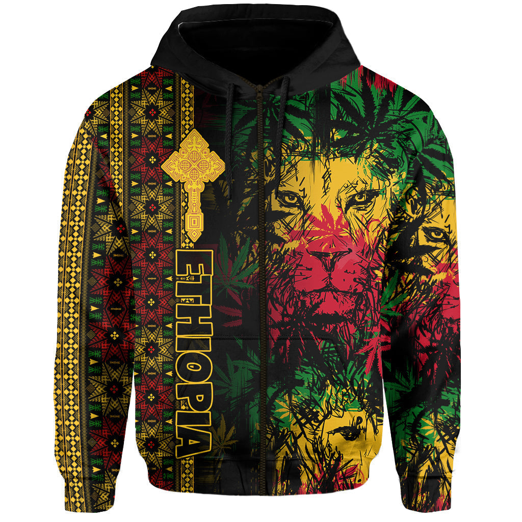 Ethiopia Lion Reggae Hoodie Ethiopian Cross LT13 - Wonder Print Shop