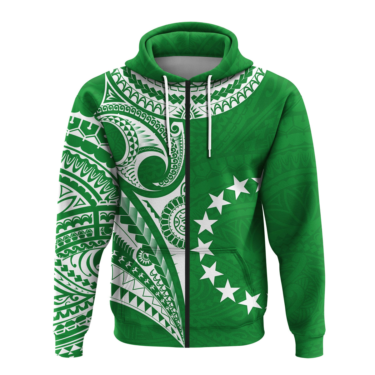 Cook Islands Tatau Hoodie Symbolize Passion Stars Version Green LT13 - Wonder Print Shop