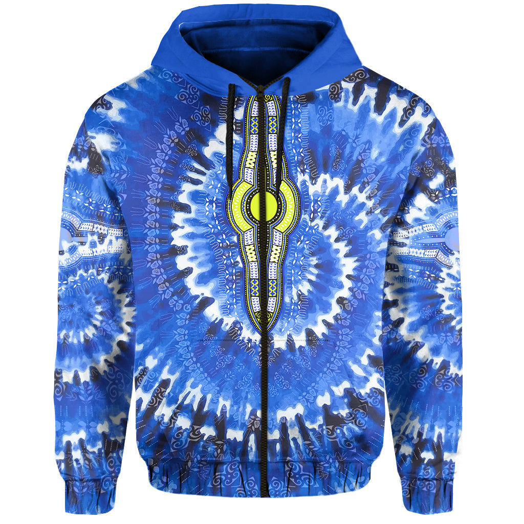 Custom Africa Tie Dye Hoodie Blue Fashion LT13 - Wonder Print Shop