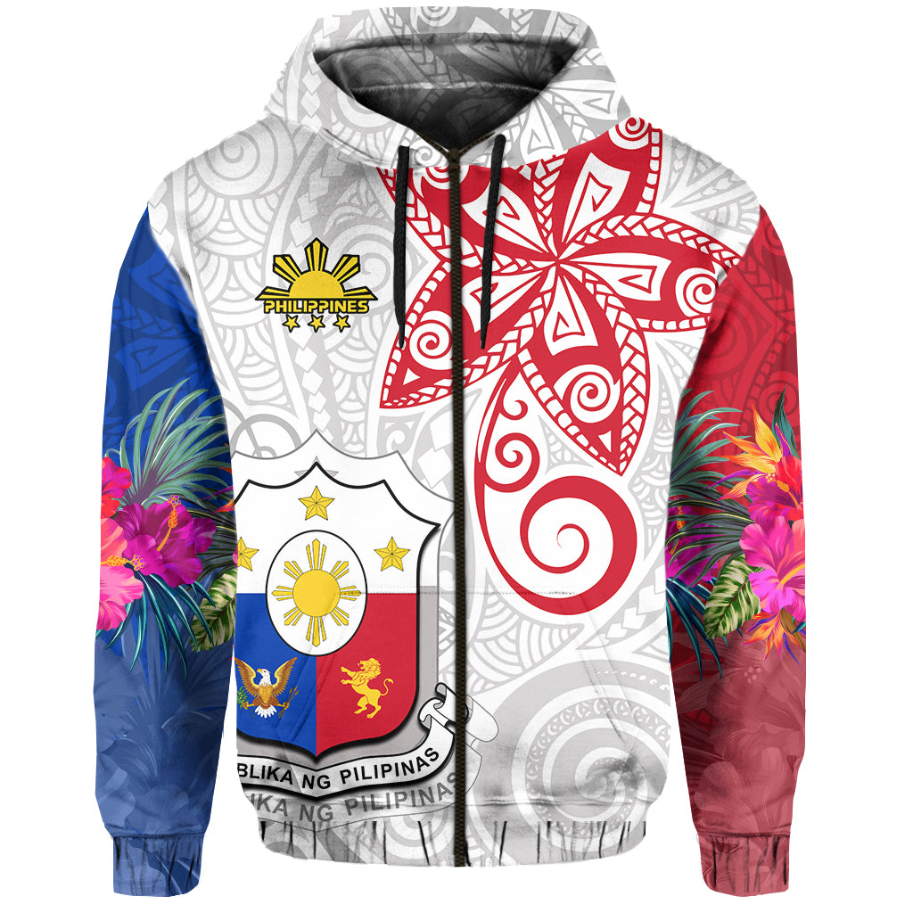 Custom Philippines Hoodie Sun Filipino Polynesian mix Flowers Special Vibe LT13 - Wonder Print Shop