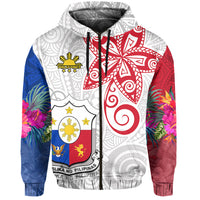 Custom Philippines Hoodie Sun Filipino Polynesian mix Flowers Special Vibe LT13 - Wonder Print Shop