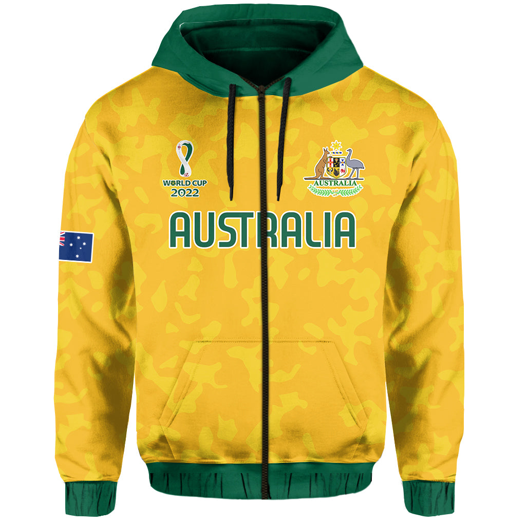 Custom Australia Soccer Hoodie World Cup Football 2022 Socceroos with Kangaroos LT13 - Wonder Print Shop