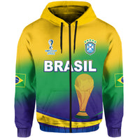 Brazil football hoodie with gradient and BRASIL text, World Cup 2022 and CBF crest
