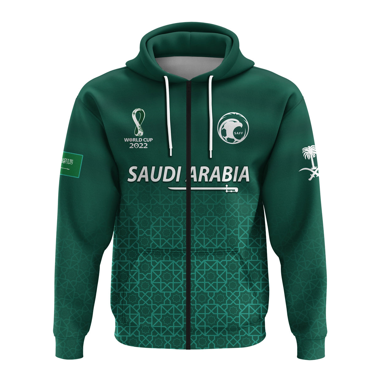 Saudi Arabia Football Hoodie KSA Swords Pattern Saudi Green Champions LT13 - Wonder Print Shop