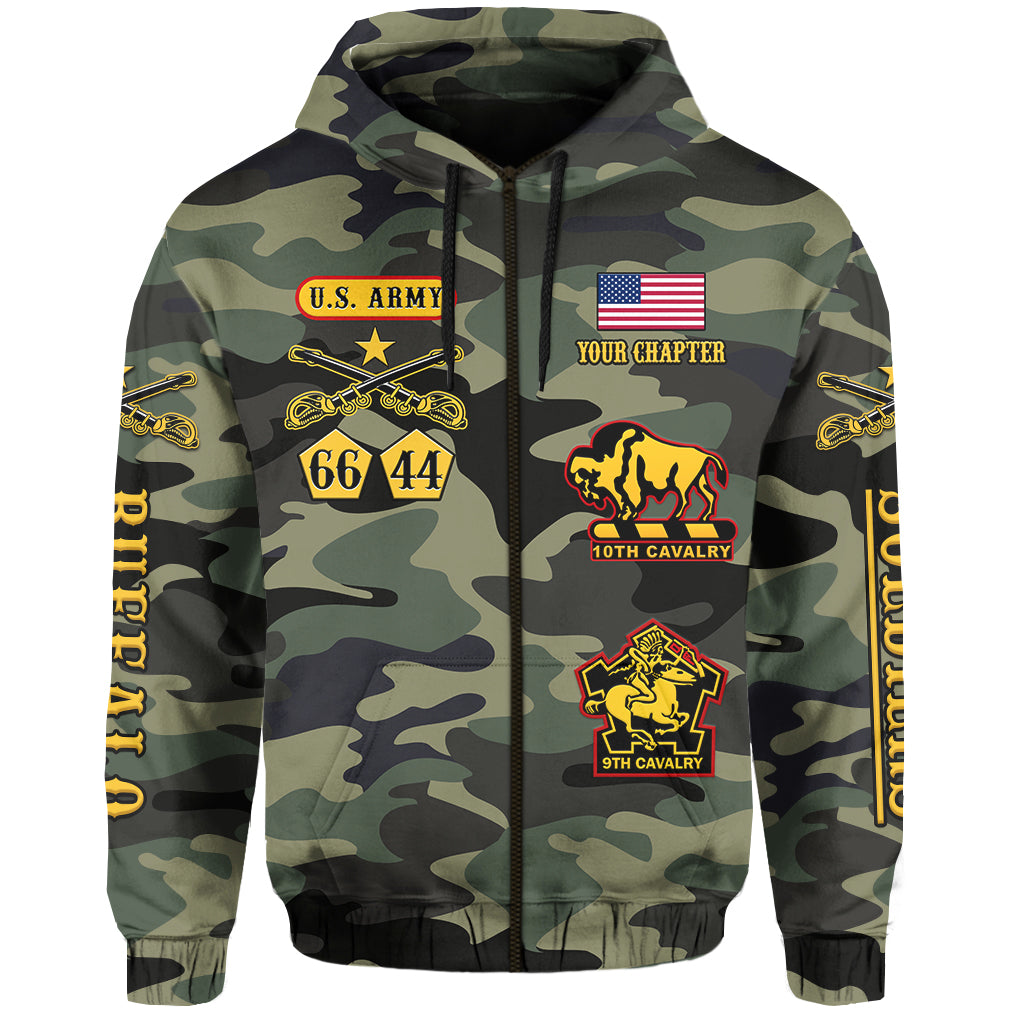 (Custom Text and Chapter) Buffalo Soldiers Hoodie Camouflage American Heroes BSMC LT13 - Wonder Print Shop