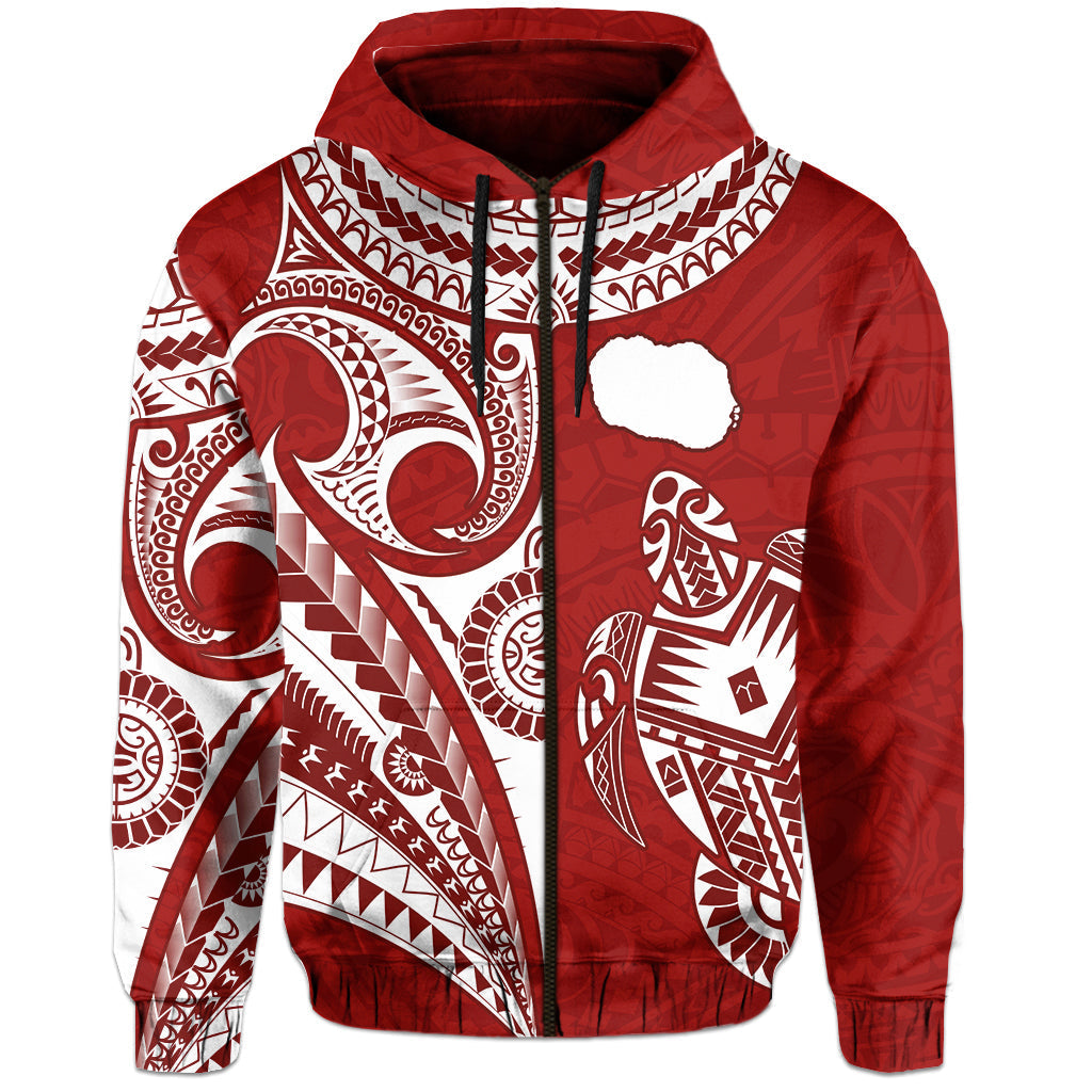 Rarotonga Cook Islands Hoodie Turtle and Map Style Red LT13 - Wonder Print Shop