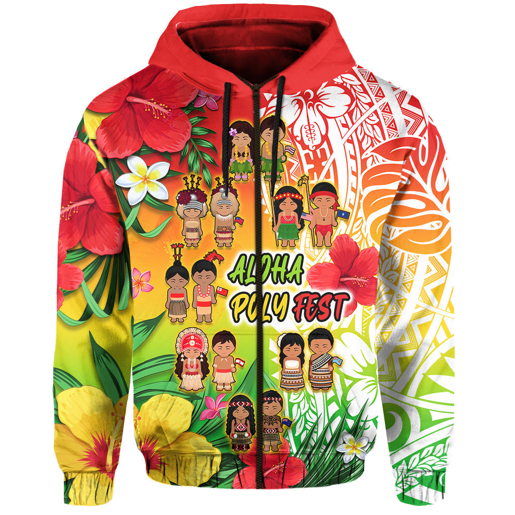 Custom Personalised Aloha Poly FesHoodie Polynesian Pattern With Tropical Flowers - Wonder Print Shop