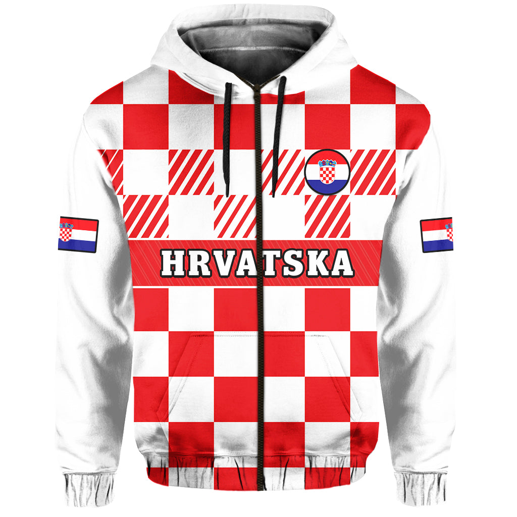 Croatia Football Hoodie Hrvatska Checkerboard Red Version - Wonder Print Shop