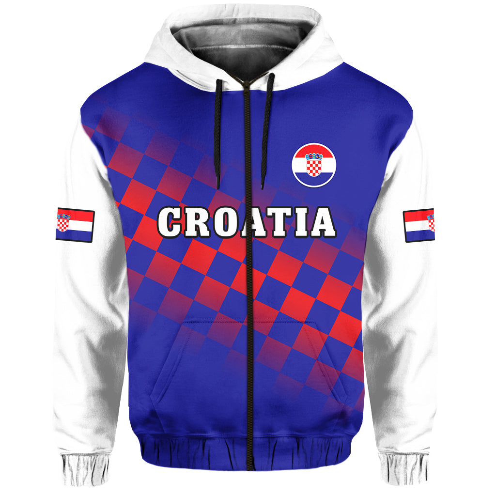 Custom Croatia Football Hoodie Hrvatska Checkerboard Blue Version - Wonder Print Shop