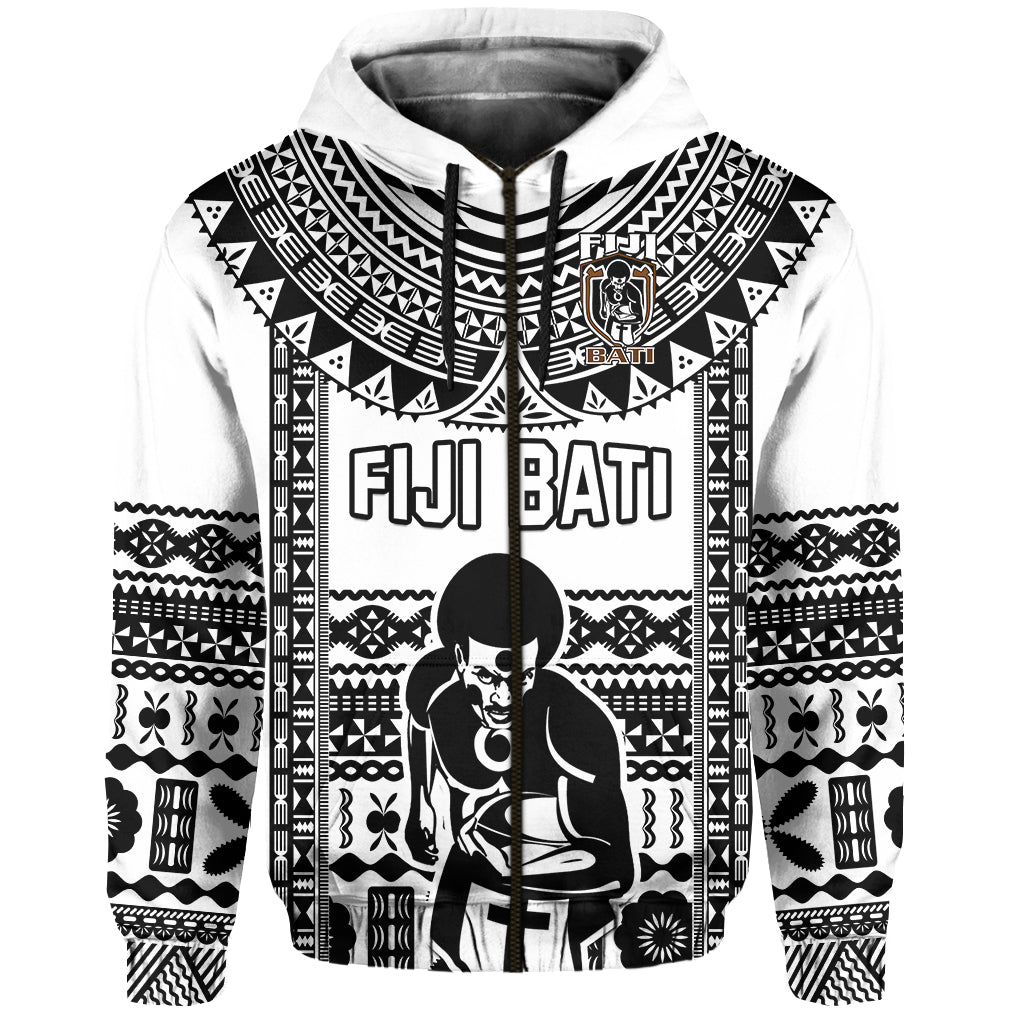 Custom Text And Number Fiji Rugby Hoodie Pacific The Bati Black Fijian Tapa - Wonder Print Shop