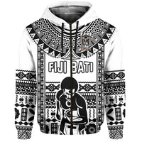 Custom Text And Number Fiji Rugby Hoodie Pacific The Bati Black Fijian Tapa - Wonder Print Shop