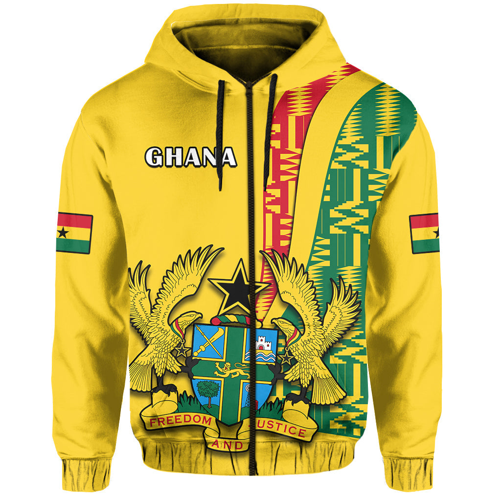 Ghana Hoodie Ghanan Coat Of Arms Mix Kente Pattern - Wonder Print Shop