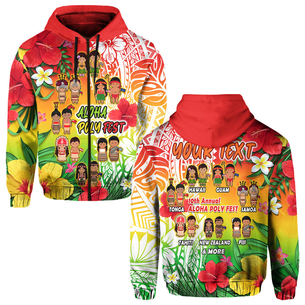 Custom Personalised Aloha Poly FesHoodie Polynesian Pattern With Tropical Flowers - Wonder Print Shop