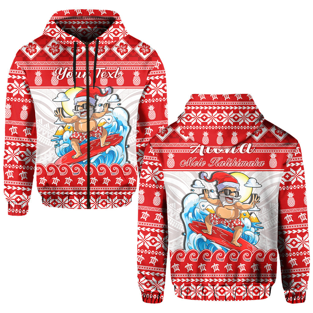 Custom Christmas Hawaii Hoodie Surfing Santa Mele Kalikimaka Polynesian - Wonder Print Shop