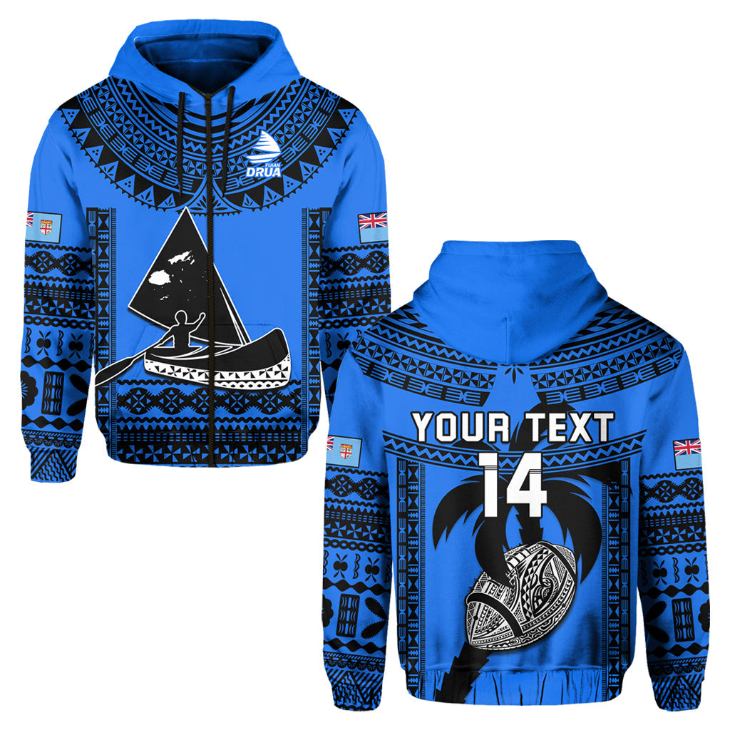 Custom Text And Number Fiji Rugby Hoodie Fijian Drua Super Polynesian Special Tapa Pattern - Wonder Print Shop