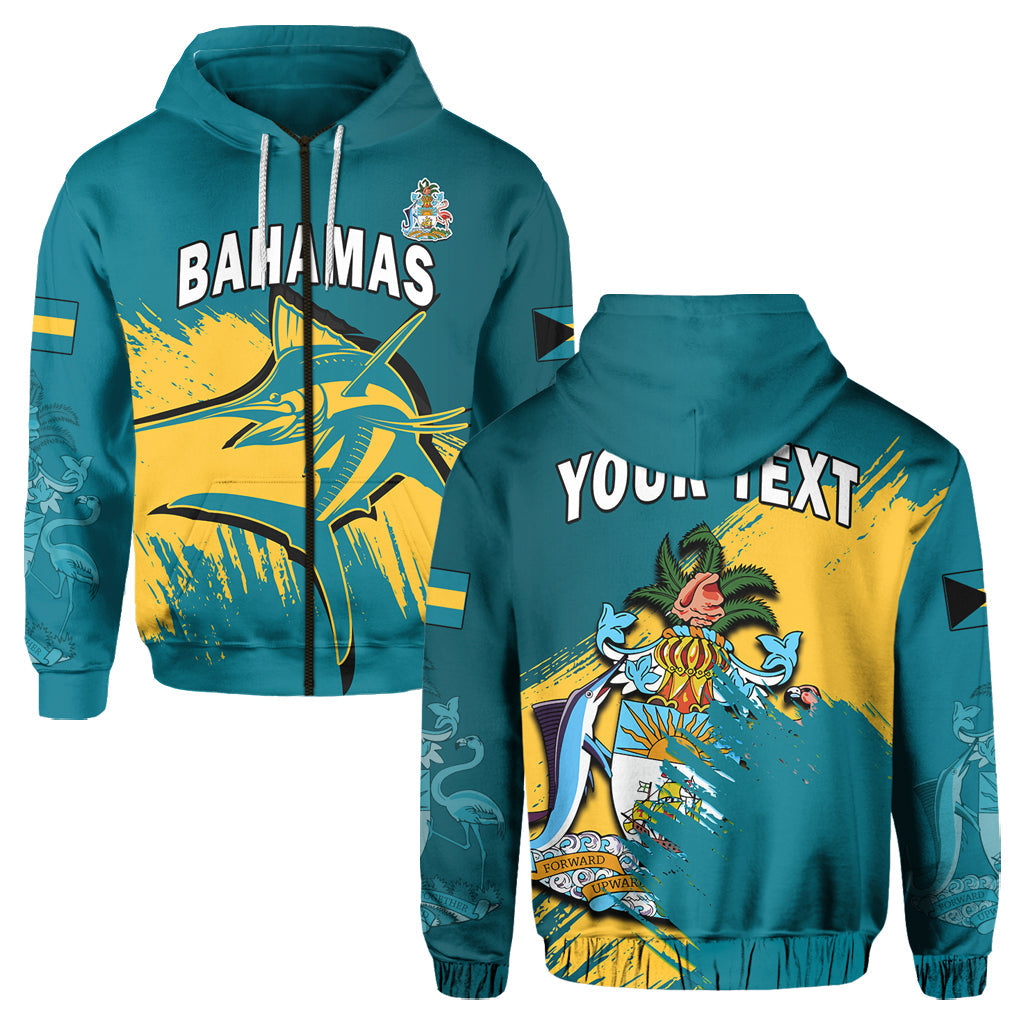 Custom Bahamas Hoodie Blue Marlin With Bahamian Coat Of Arms - Wonder Print Shop
