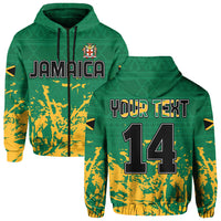 Custom Jamaica Athletics Hoodie Jamaican Flag With African Pattern Sporty Style - Wonder Print Shop