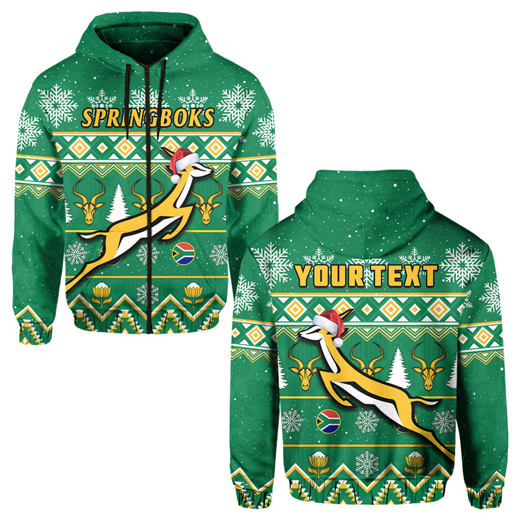 Custom South Africa Rugby Christmas Hoodie Springboks Proud Geseende Kersfees - Wonder Print Shop