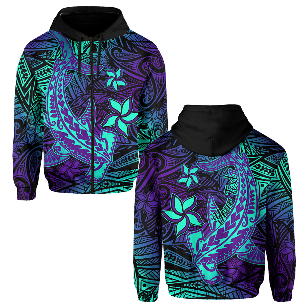 Custom Polynesian Hoodie Purple Paradise Hawaiian Tribal Hammerhead Shark - Wonder Print Shop
