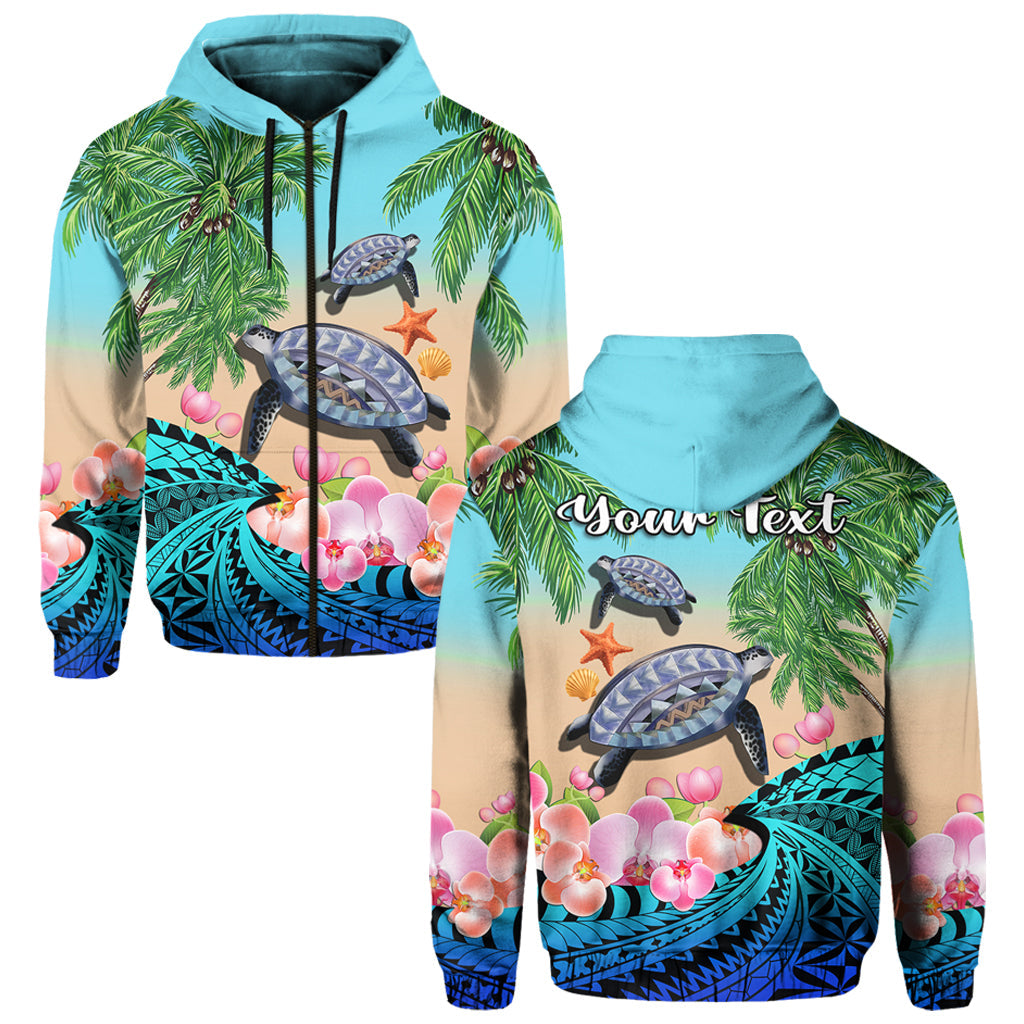 Custom Personalised Polynesian Turtle Coconut Tree And Orchids Hoodie - Wonder Print Shop