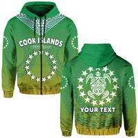 Custom Personalised Cook Islands Hoodie Circle Pattern Mix Sea Turtle Green Version - Wonder Print Shop