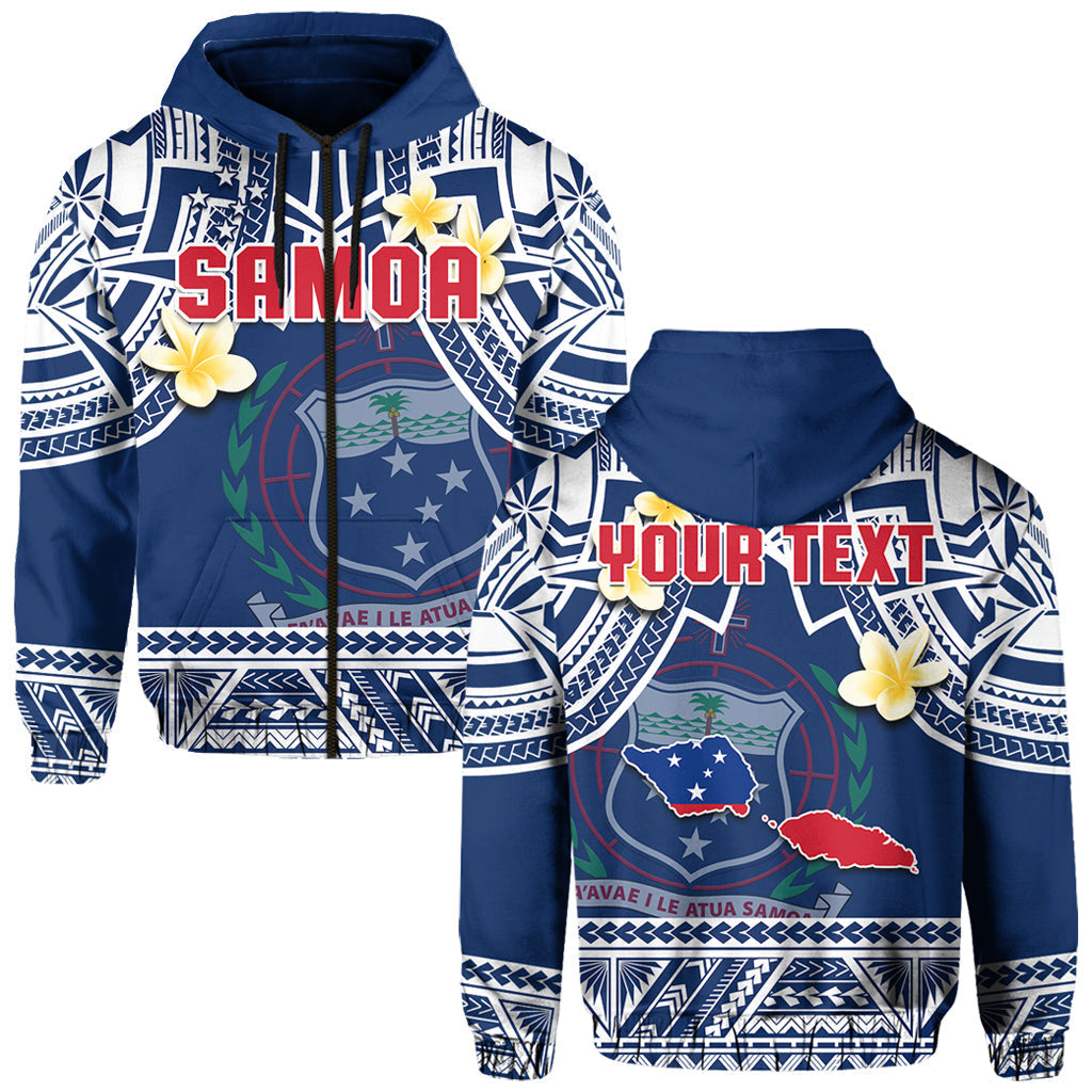 Custom Personalised Samoa Hoodie Samoan Plumeria Flowers Mix Polynesian Pattern - Wonder Print Shop
