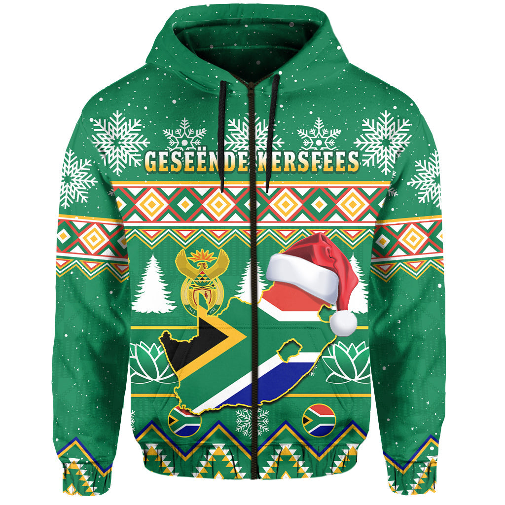 Custom South Africa Christmas Hoodie King Protea Geseende Kersfees - Wonder Print Shop