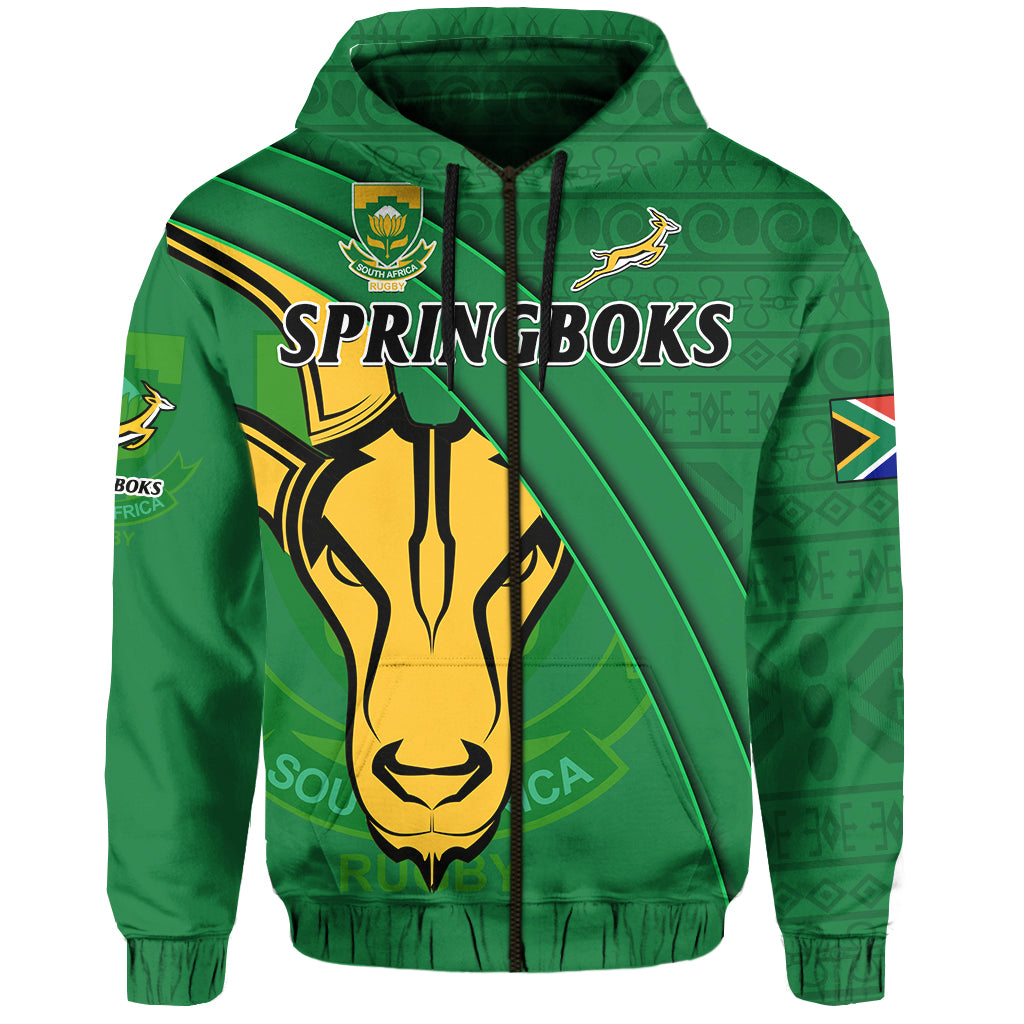 Custom South Africa Rugby Hoodie Bokke Springbok With African Pattern Stronger Together - Wonder Print Shop