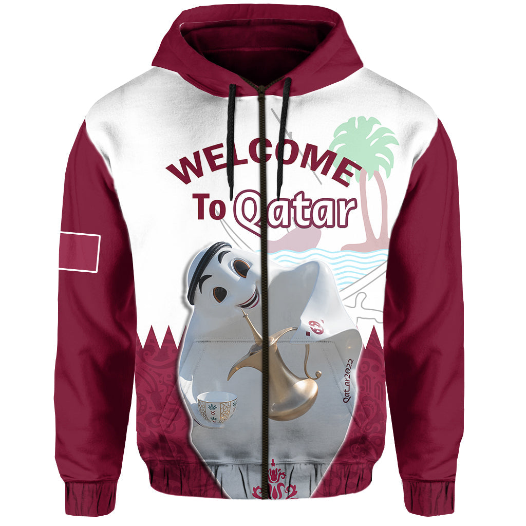 Custom Qatar Hoodie Laeeb Mascot Football 2022 Welcome To Qatari - Wonder Print Shop