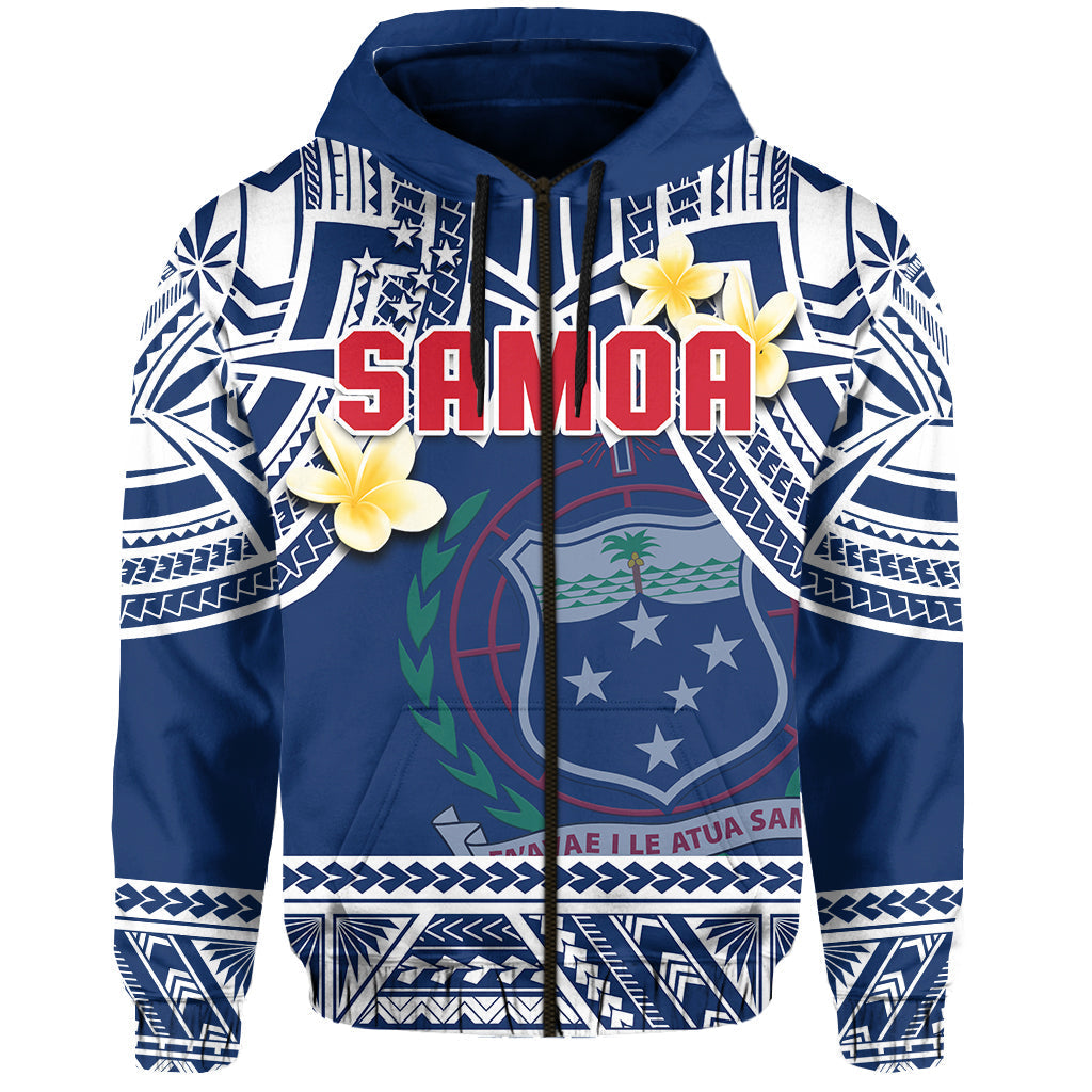 Custom Personalised Samoa Hoodie Samoan Plumeria Flowers Mix Polynesian Pattern - Wonder Print Shop