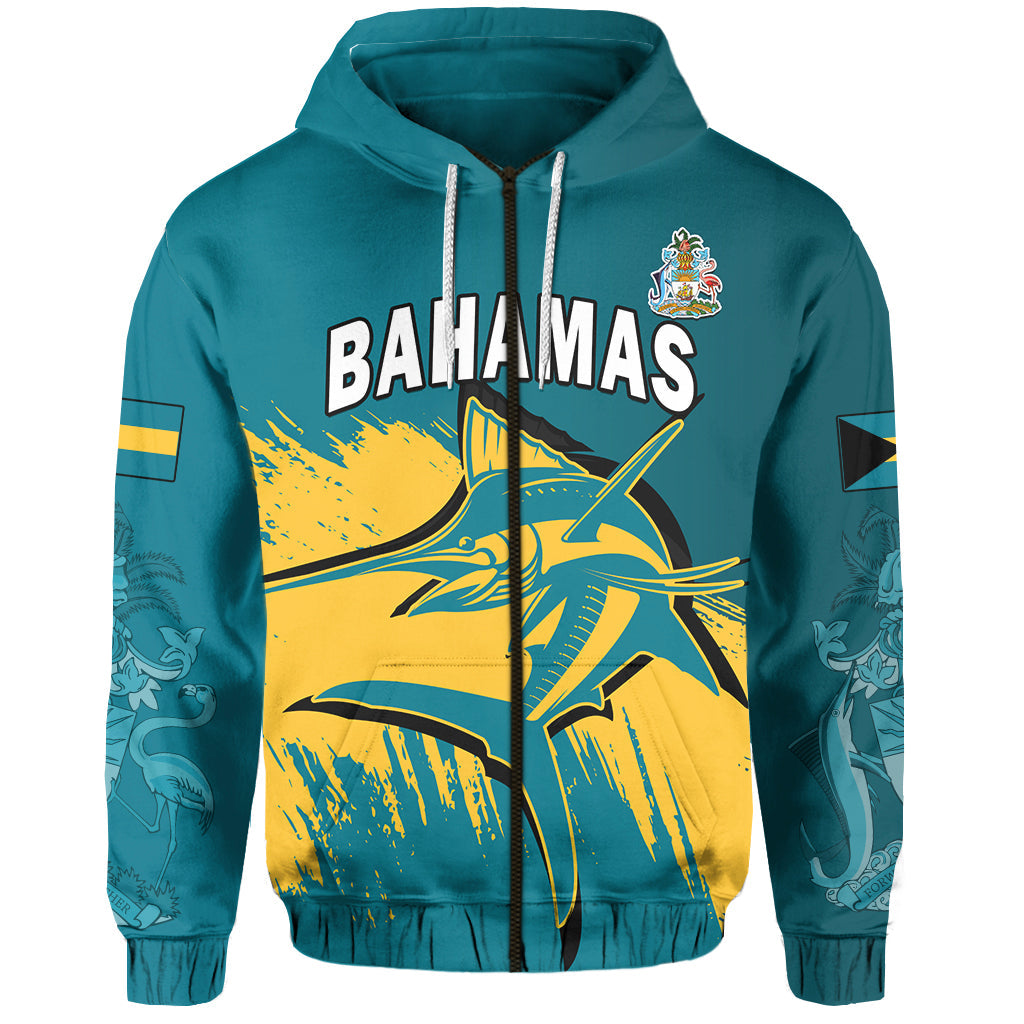 Bahamas Hoodie Blue Marlin With Bahamian Coat Of Arms - Wonder Print Shop