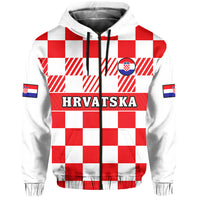 Custom Croatia Football Hoodie Hrvatska Checkerboard Red Version - Wonder Print Shop