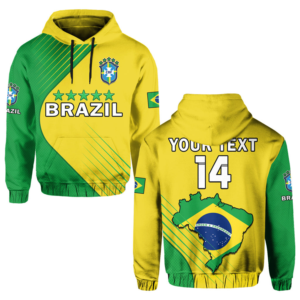 Custom Brazil Football Hoodie Brazil Map Come On Canarinho Sporty Style - Wonder Print Shop