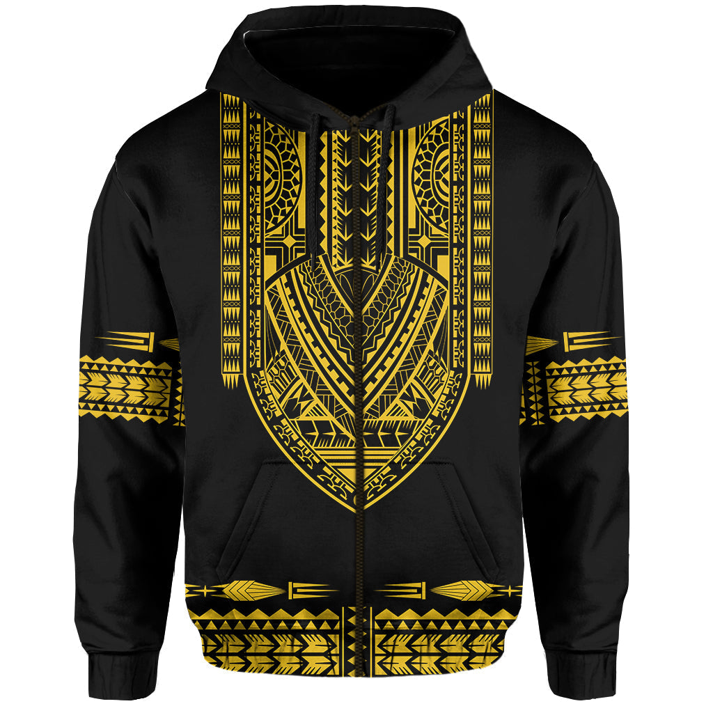 Custom Personalised Polynesian Hoodie Dashiki With Polynesian Tattoo Royal Golden Version - Wonder Print Shop