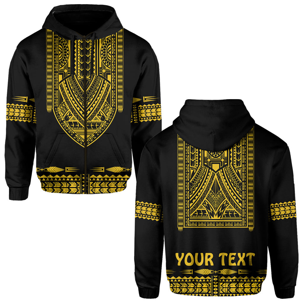 Custom Personalised Polynesian Hoodie Dashiki With Polynesian Tattoo Royal Golden Version - Wonder Print Shop