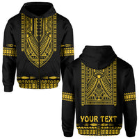 Custom Personalised Polynesian Hoodie Dashiki With Polynesian Tattoo Royal Golden Version - Wonder Print Shop