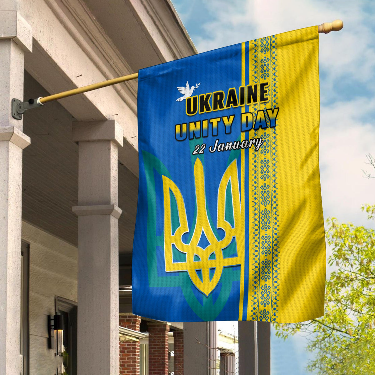 Ukraine Unity Day Flag Vyshyvanka Ukrainian Coat Of Arms - Wonder Print Shop